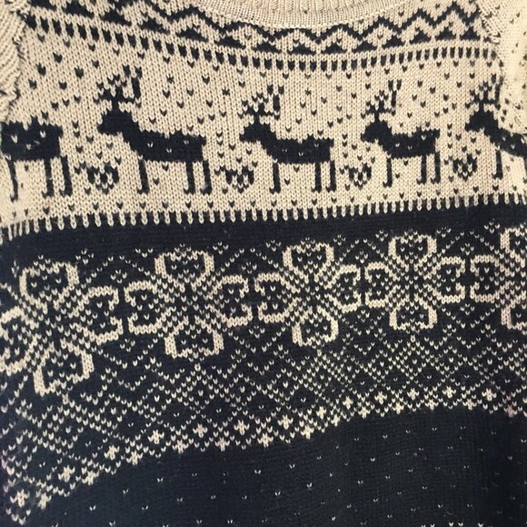 SWEATER DRESS G21 M Deer Brown Black Acrylic FairIsle Knitted Midi Chest 32" - Picture 3 of 8